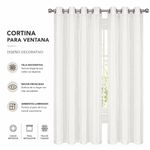 Cortina Génova de Poliéster 135x240 cm Rayas Blancas con Ojales, 2 Piezas