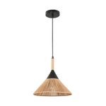 Lámpara Colgante en Mimbre de 1 Luz de 40W en Color Negro