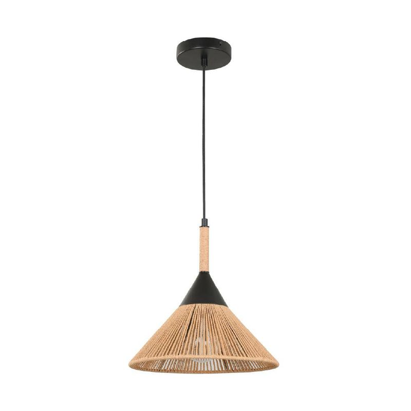 Lámpara Colgante en Mimbre de 1 Luz de 40W en Color Negro