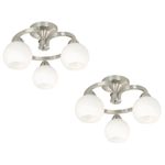 Combo de Lámparas de Techo de 3 Luces en Níquel Satinado