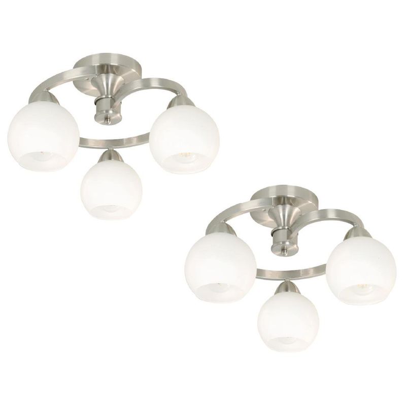 Combo de Lámparas de Techo de 3 Luces en Níquel Satinado