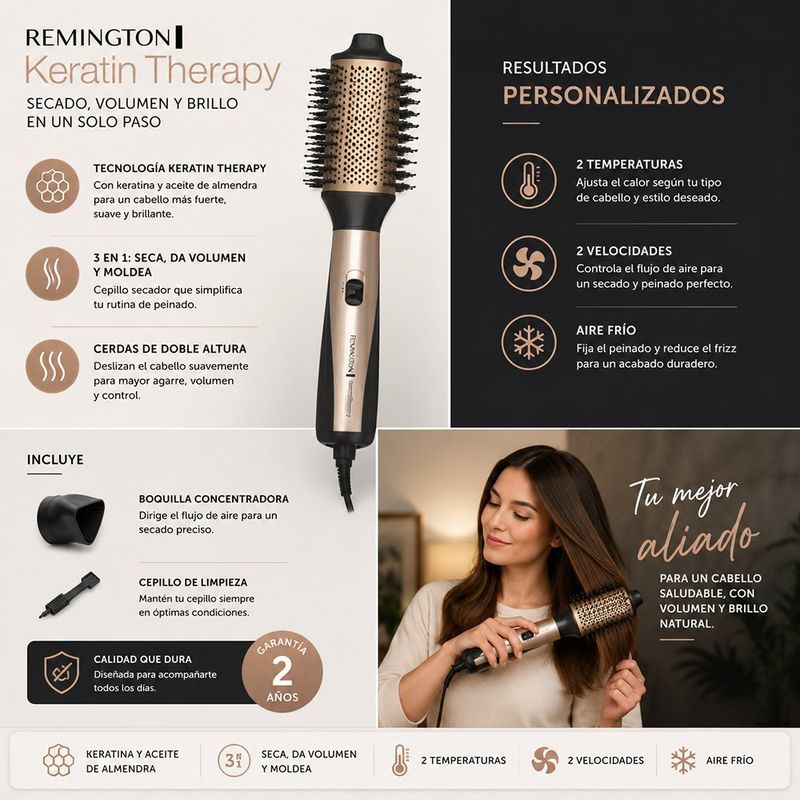 Cepillo Eléctrico Estilizador para Cabello Color Dorado y Negro