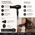 Secadora de Cabello Profesional 1500 W con Concentrador Color Negro