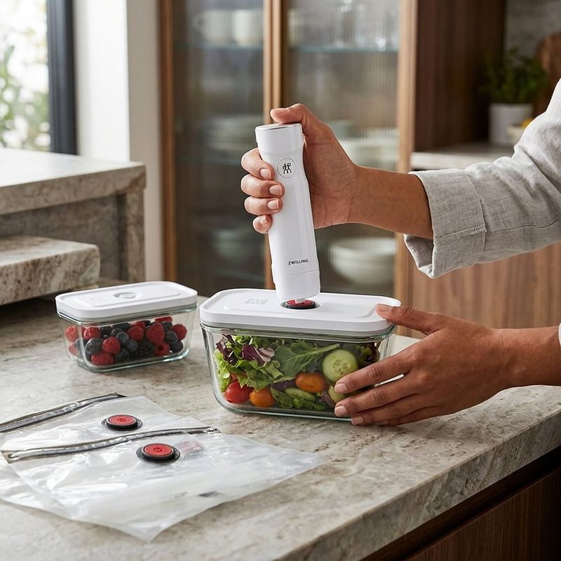 Set de Envasado al Vacío Fresh & Save de Vidrio de Borosilicato para Conservación de Alimentos, 7 Piezas