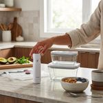 Set de Envasado al Vacío Fresh & Save de Vidrio de Borosilicato para Conservación de Alimentos, 7 Piezas