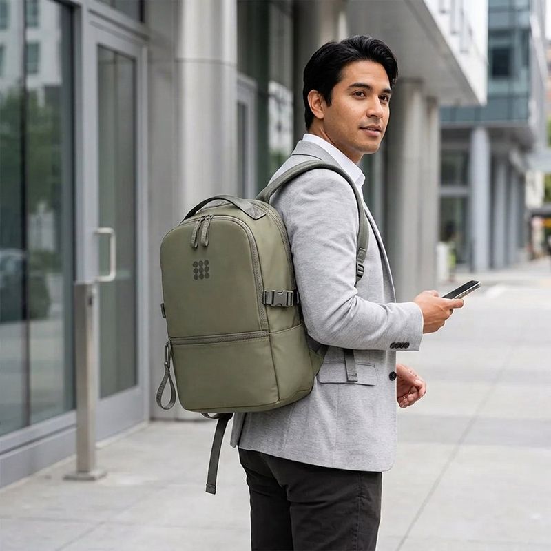 Mochila para Laptop de 14 Plg Resistente al Agua en Color Verde Olivo