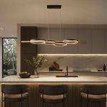 Lámpara Colgante LED de 4 Aros Luz Cálida de 3000K en Color Negro