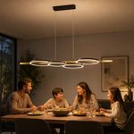 Lámpara Colgante LED de 4 Aros Luz Cálida de 3000K en Color Negro