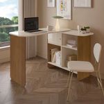 Escritorio Convertible Flex con Almacenamiento Lateral de MDF Blanco y Café 120 x 45 x 75 cm