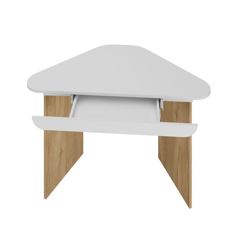 Escritorio Esquinero de MDF Diseño Funcional Blanco y Café de 127 cm