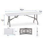 Mesa Plegable de Plástico y Estructura de Metal Blanco 180 x 73 x 73 cm