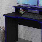 Escritorio Gamer de MDF y Metal con Soporte para Monitores Negro con Azul 136 x 60 x 89.5 cm