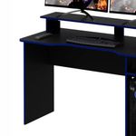 Escritorio Gamer de MDF y Metal con Soporte para Monitores Negro con Azul 136 x 60 x 89.5 cm
