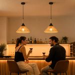 Lámpara Colgante en Mimbre de 1 Luz de 40W en Color Negro