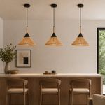 Lámpara Colgante en Mimbre de 1 Luz de 40W en Color Negro