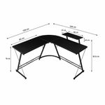 Escritorio en L Mily con Repisa Elevada para Oficina Negro de 129 x 129 x 74 cm