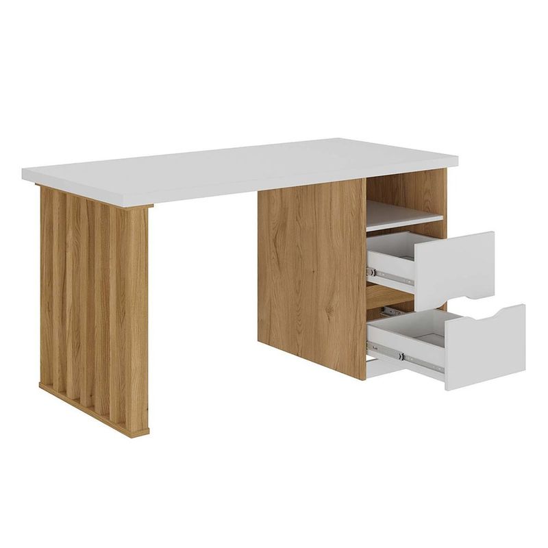 Escritorio Florence de MDF Blanco con Cajones Café de 142 x 67 x 74 cm