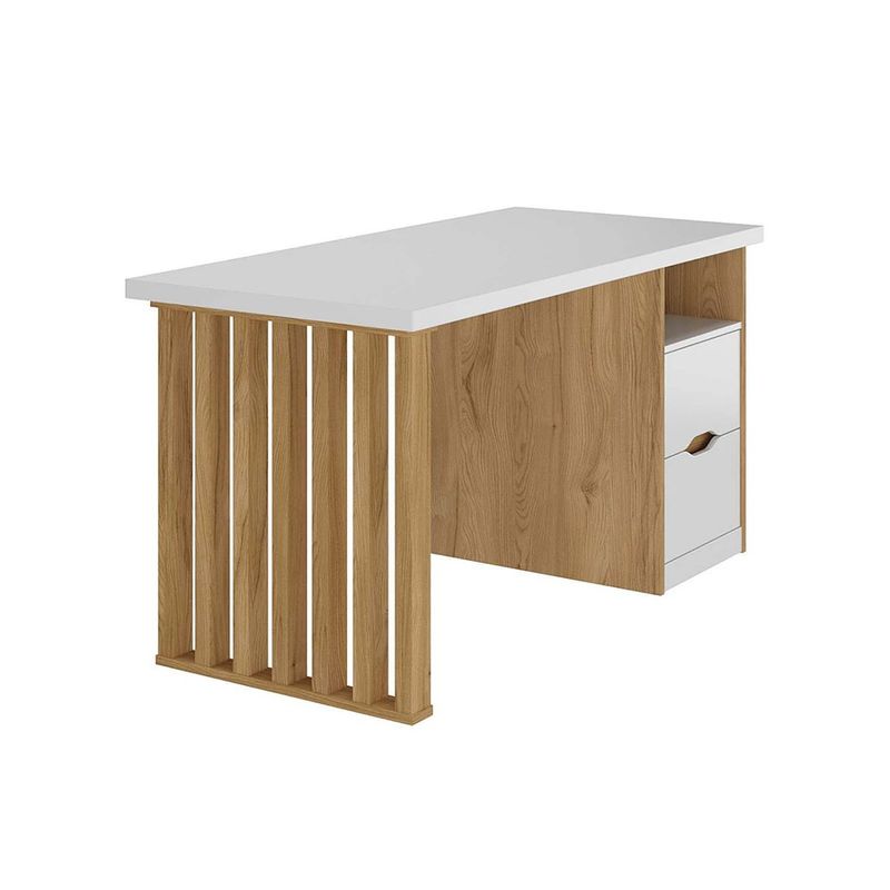 Escritorio Florence de MDF Blanco con Cajones Café de 142 x 67 x 74 cm