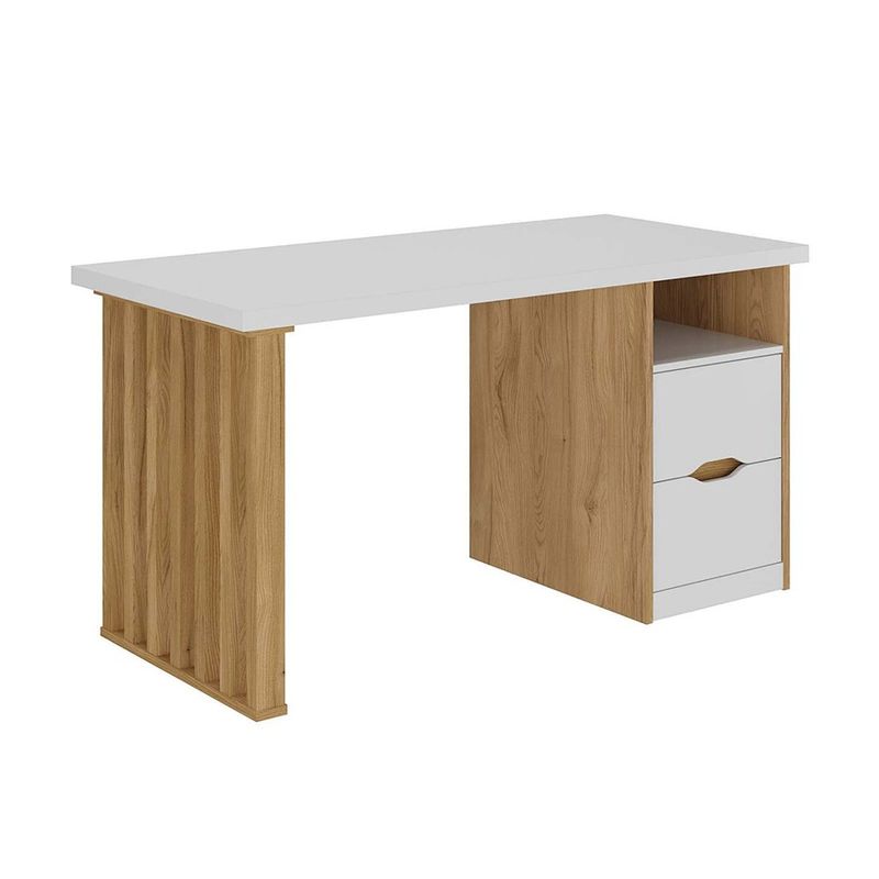 Escritorio Florence de MDF Blanco con Cajones Café de 142 x 67 x 74 cm