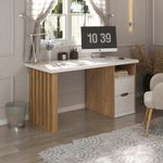 Escritorio Florence de MDF Blanco con Cajones Café de 142 x 67 x 74 cm