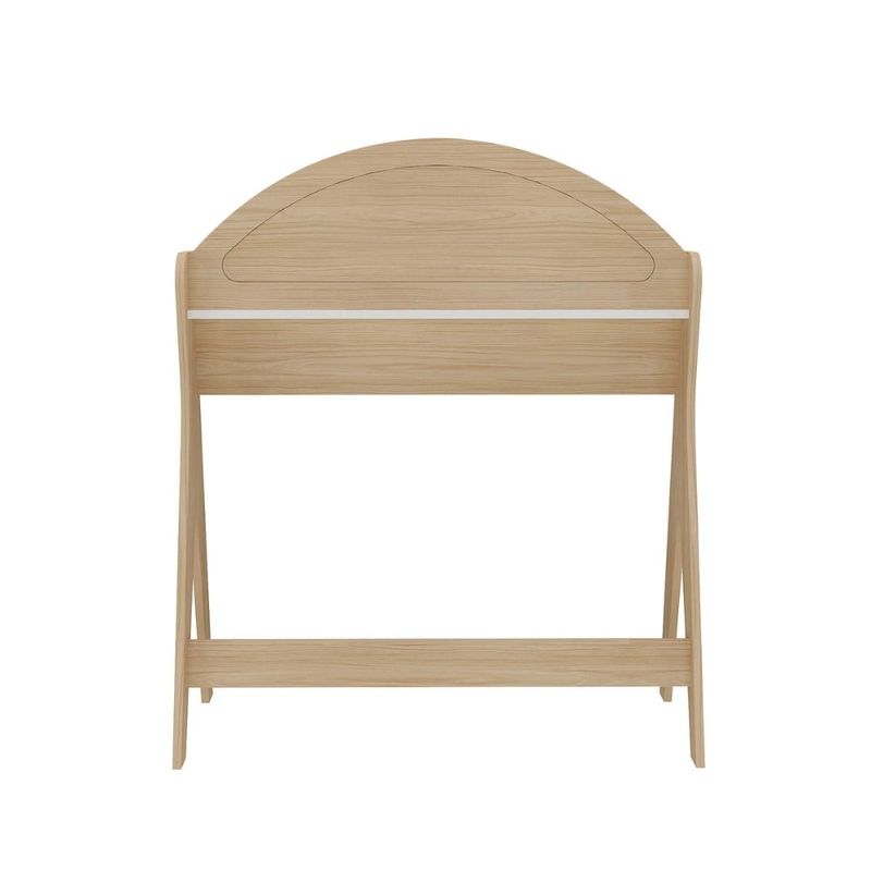 Escritorio con Repisa Superior y Arco Reversible de MDF Blanco y Beige 90 x 53 x 107 cm