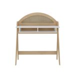 Escritorio con Repisa Superior y Arco Reversible de MDF Blanco y Beige 90 x 53 x 107 cm