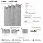 Cortina Jacquard con Diseño de Hojas 140 x 240 cm para Sala y Dormitorio Color Gris