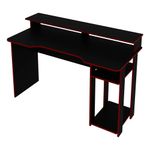 Escritorio Gamer de MDF y Metal con Soporte para Monitores Negro con Rojo 136 x 60 x 89.5 cm