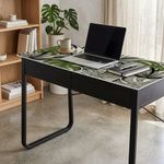 Escritorio con Diseño de Hojas y 2 Gavetas Color Negro y Verde de 100 x 50 x 75 cm