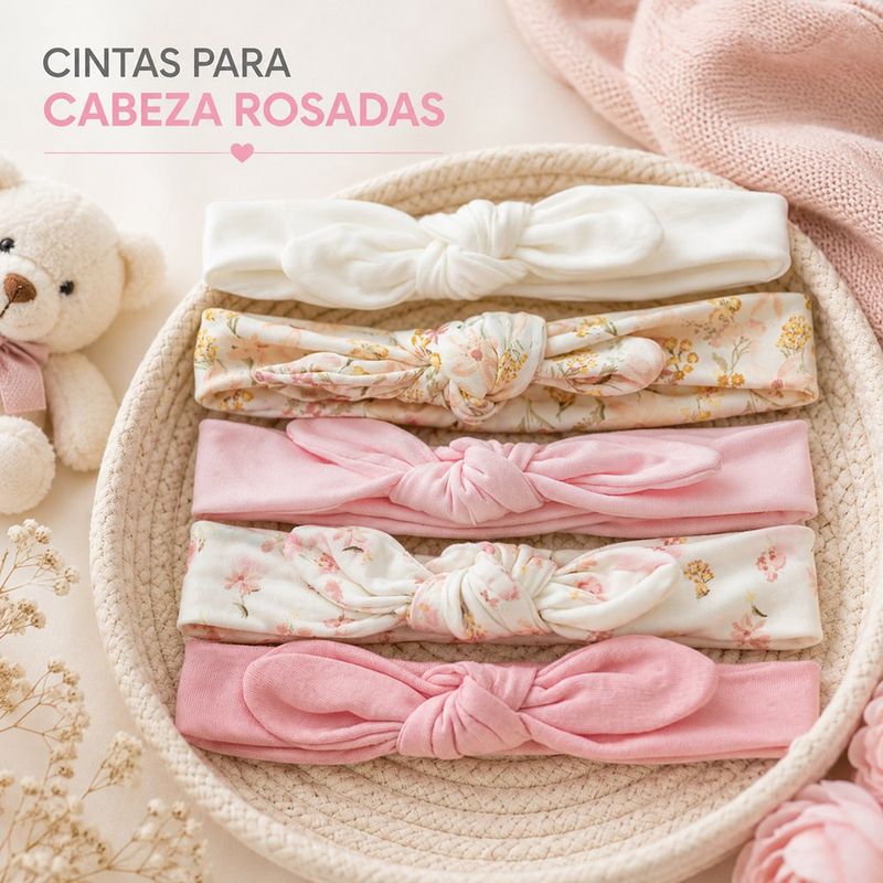 Set de Cintas para Bebé en Tonos Crema 5 Pzas