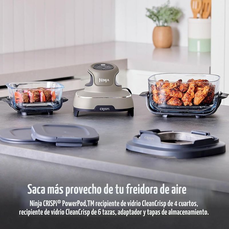 Freidora de Aire Portátil Ninja CRISPi 4 en 1 con Recipientes de Vidrio