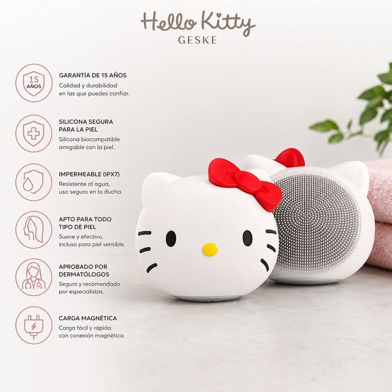 Cepillo para Limpieza Facial Sónico 4 en 1 Diseño Hello Kitty Color Blanco
