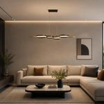 Lámpara Colgante LED de 4 Aros Luz Cálida de 3000K en Color Negro