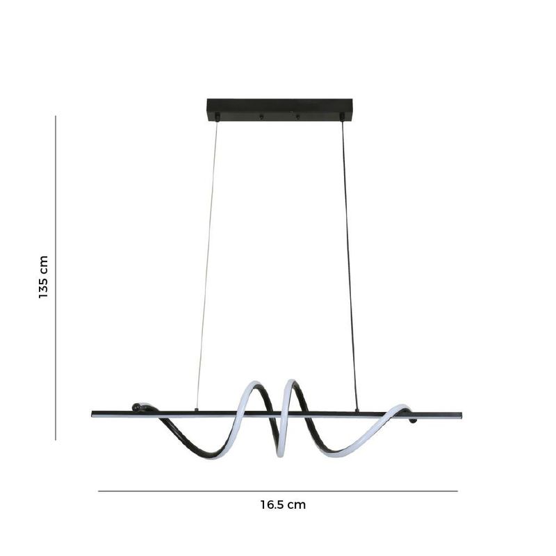 Lámpara de Colgar LED CCT Lineal Ondulada Color Negro