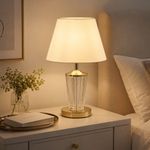 Lámpara de Mesa con Pantalla Color Beige Base Texturizada Dorada Base E27 de 60 W