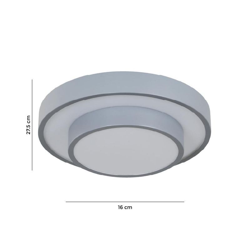 Plafón Led Elevate Color Gris Redondo de Diseño Moderno de 24 W CCT