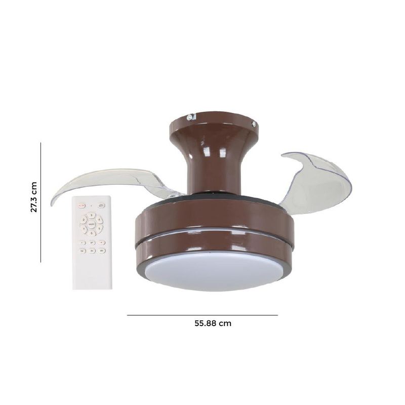 Ventilador de Techo Color Chocolate con Aspas Retráctiles y Control