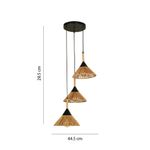 Lámpara Colgante en Mimbre de 3 Luces de 40W en Color Negro