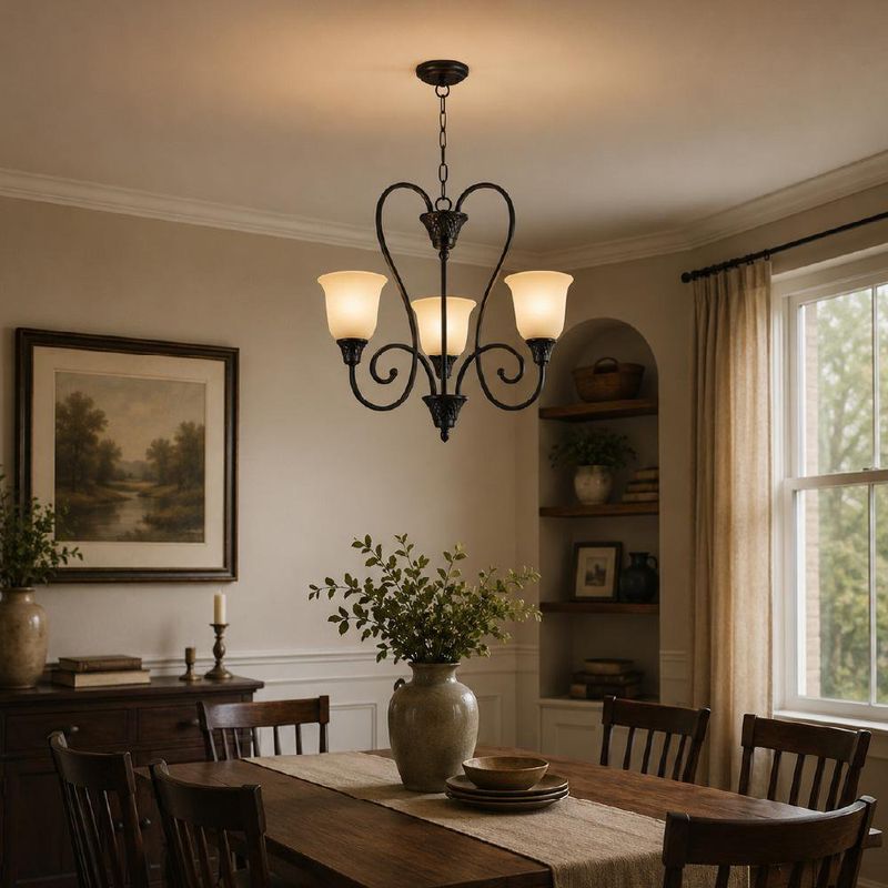 Lámpara de Techo Color Negra Estilo Clásico Decorativo de 3 Luces