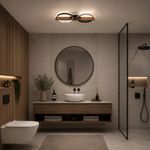 Lámpara de Techo con Aros y Acabado Tipo Madera Luz Cálida