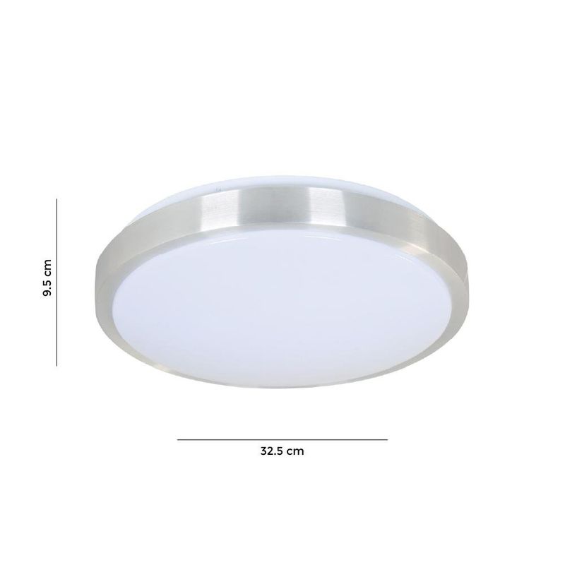 Plafón Led Color Plateado Redondo de Diseño Minimalista de 18 W CCT