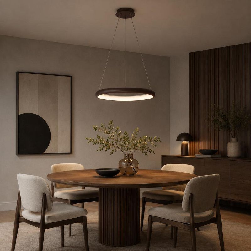 Lámpara de Colgar LED Tipo Aro Color Café Luz Neutra
