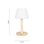 Lámpara de Mesa de Madera Natural con Pantalla Blanca