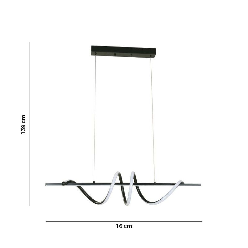 Lámpara Colgante LED de 20W con Diseño Ondulado Luz Cálida 3000K en Acabado Negro