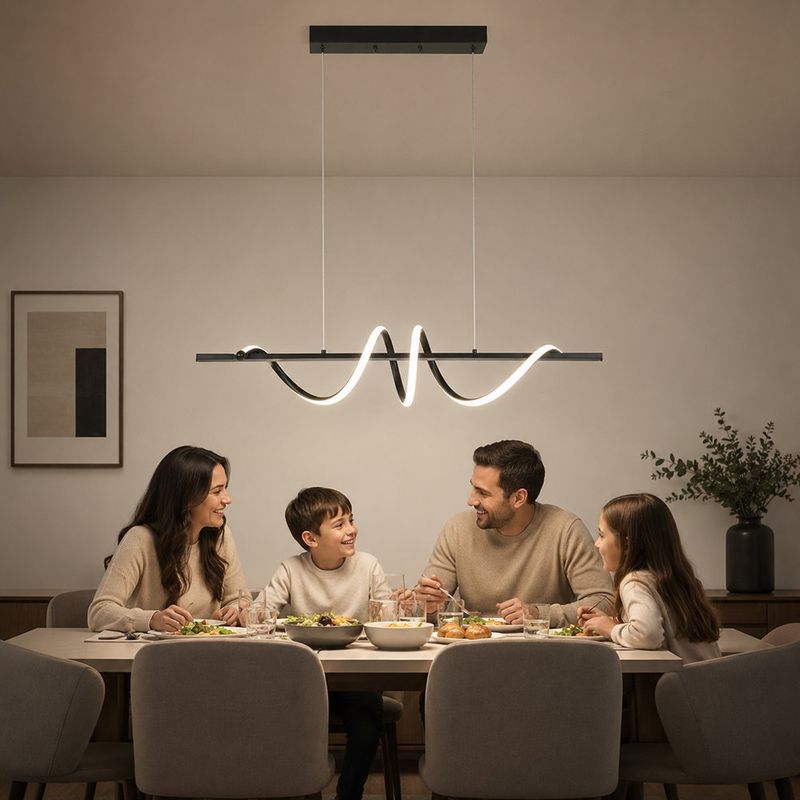 Lámpara Colgante LED de 20W con Diseño Ondulado Luz Cálida 3000K en Acabado Negro