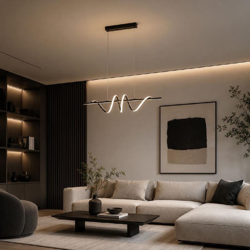 Lámpara Colgante LED de 20W con Diseño Ondulado Luz Cálida 3000K en Acabado Negro