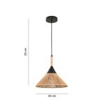 Lámpara Colgante en Mimbre de 1 Luz de 40W en Color Negro