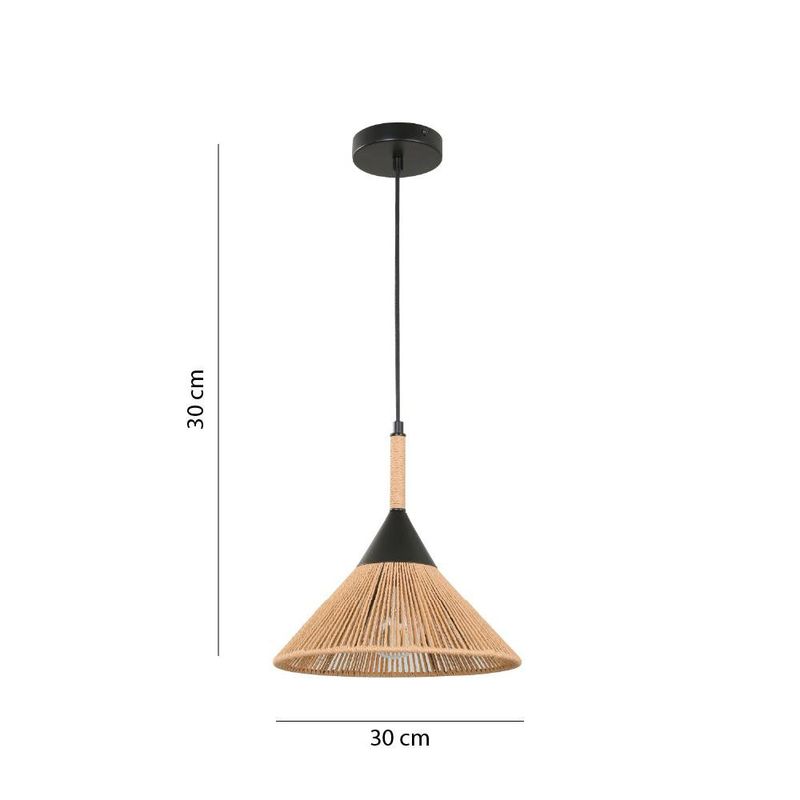 Lámpara Colgante en Mimbre de 1 Luz de 40W en Color Negro