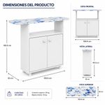 Mueble con Planchador Multifuncional 2 Puertas 100.5 x 30 x 95 Cm Color Blanco