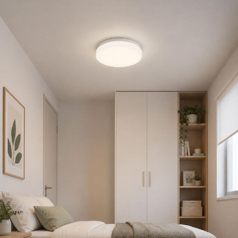 Plafón Led Color Blanco Redondo de Diseño Minimalista de 12 W CCT